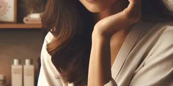 A cozy spa room with a skincare professional offering natural products in a serene, intimate environment.