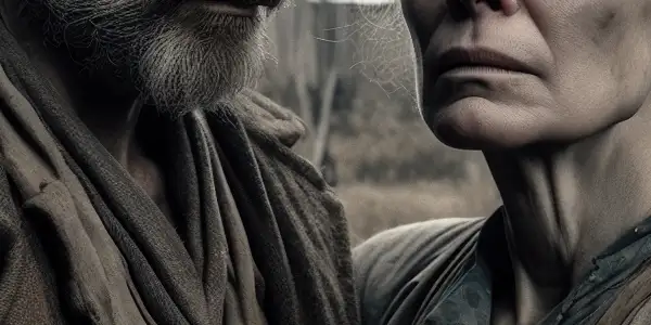 A husband returns from a labor camp to a bewildered wife, set in a melancholic Chinese countryside.