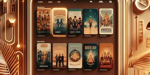 A modern laptop displaying a stylish online adult film shopping interface in a cozy, inviting atmosphere.